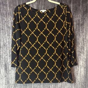 Charter Club Gold and Black Boxy Blouse